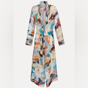 Forte Forte up above in the sky print linen wrap coat